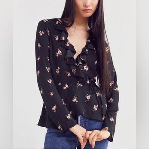 NWOT Ecote Urban Outfitters Floral Ruffle Wrap Blouse